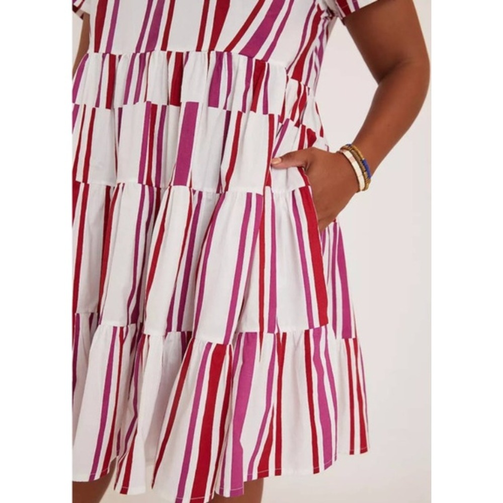 Anthropologie NORBLACK NORWHITE Anwen tiered tunic dress Size SP Striped Cotton - Picture 3 of 11